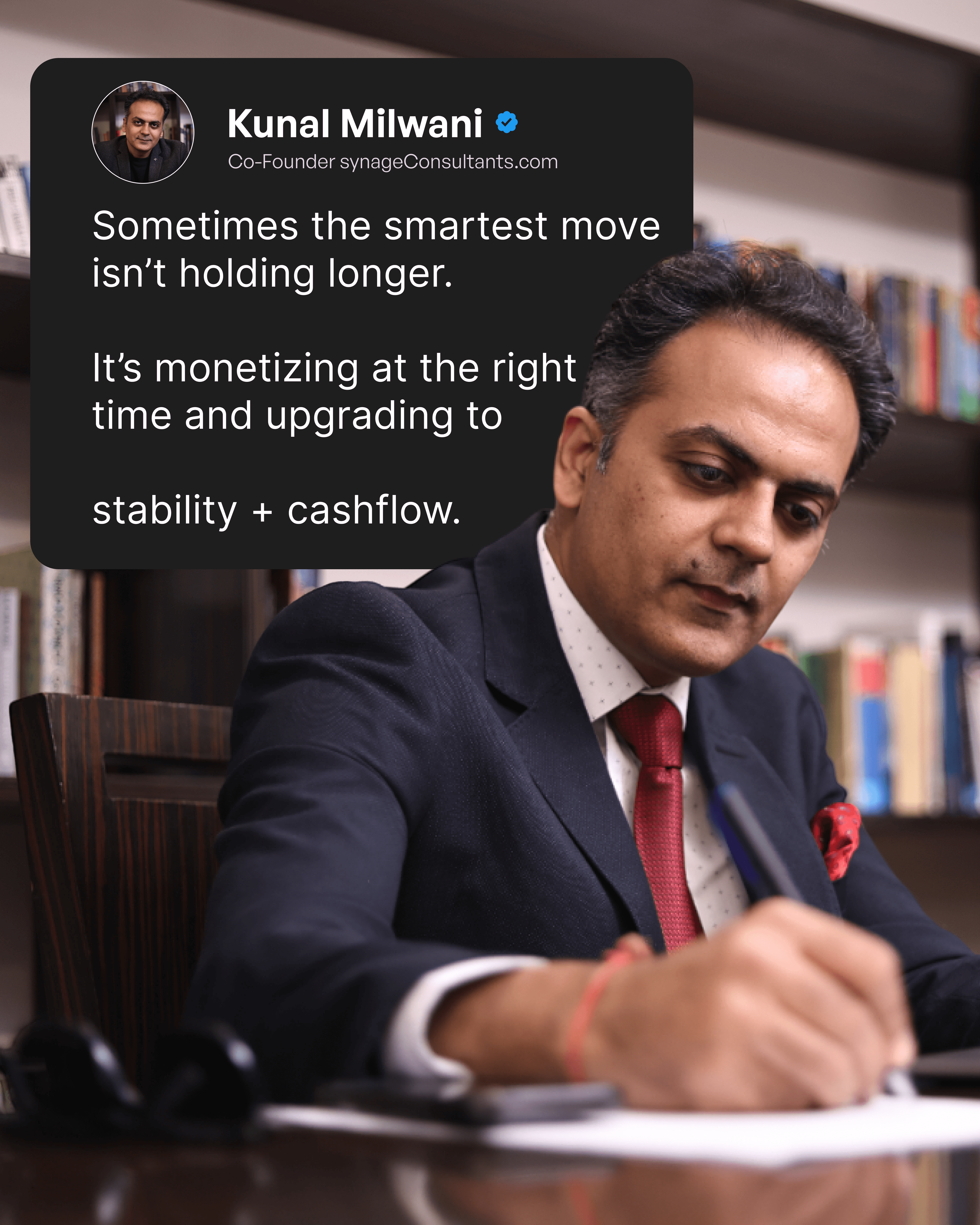 Kunal Milwani LinkedIn authority content post creative